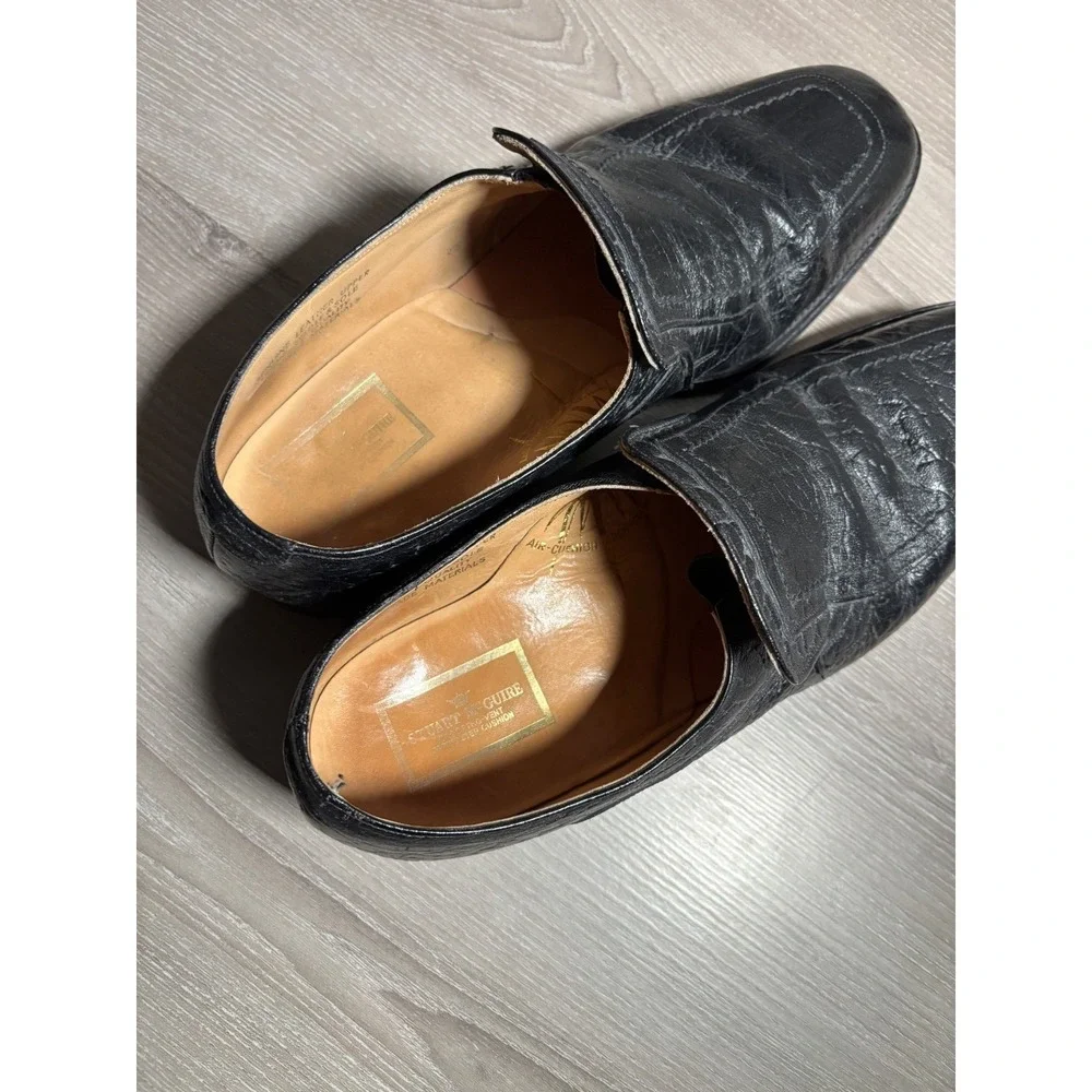 Stuart McGuire 9 /12-10/1/2 Pebble Grain Leather Loafers Moc Toe Dress Shoes